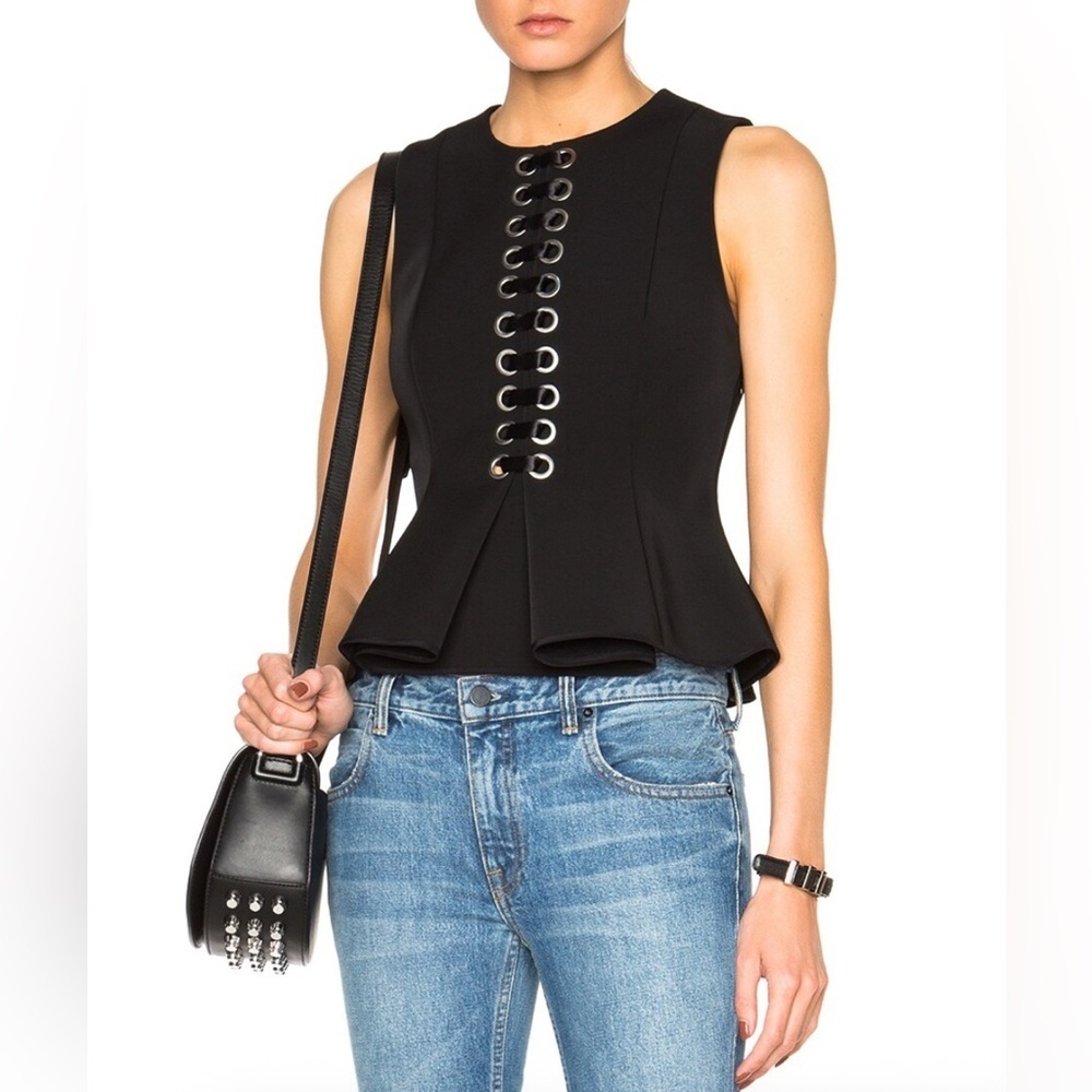 ALEXANDER WANG Front Lace Peplum Top 8
